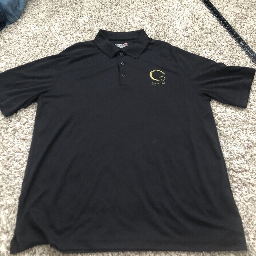 sport tek quantum fitness logo Black size XL polo Solid